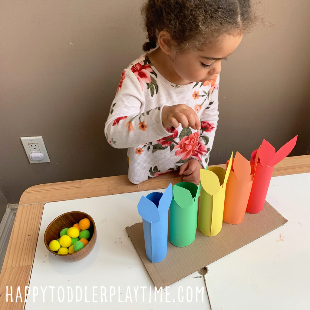 Paper Tube Easter Bunny Colour Sort for Toddlers