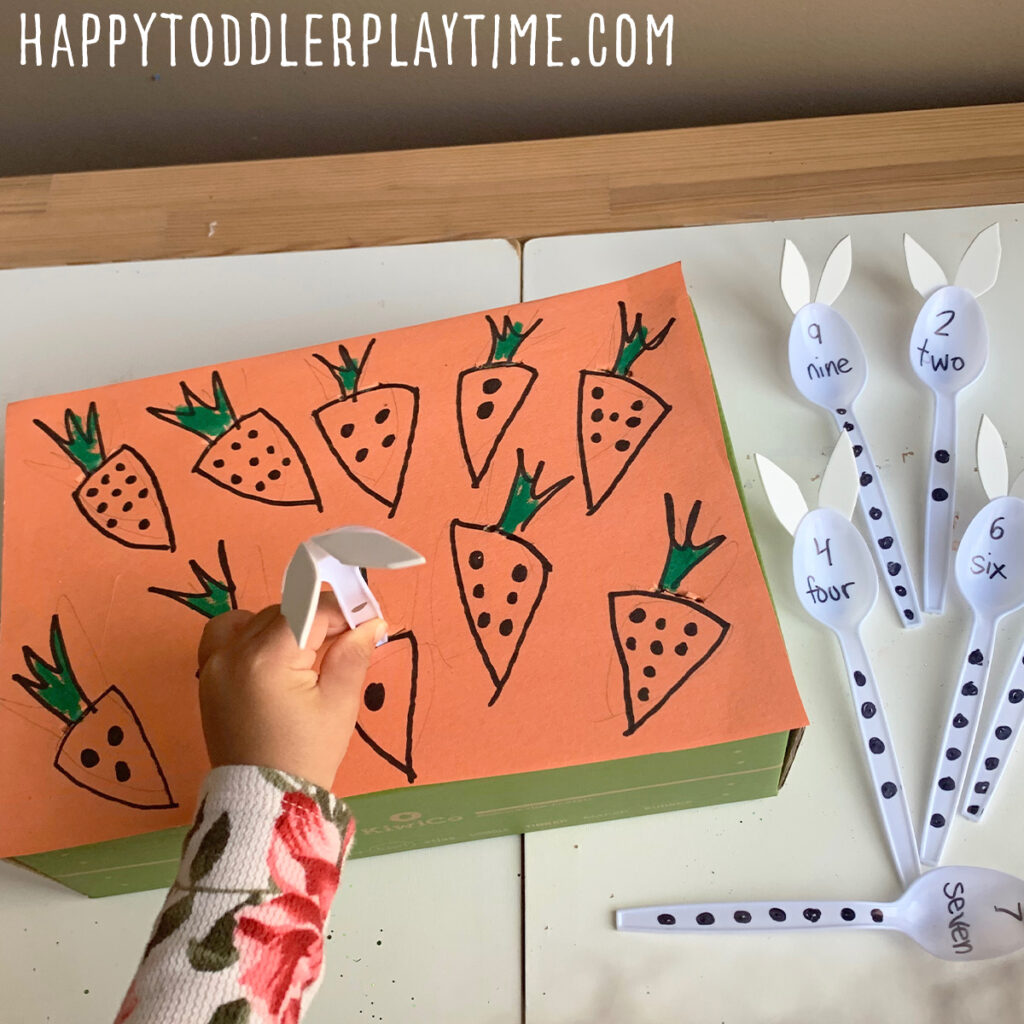 Plastic Spoon Easter Bunny Counting for Preschoolers