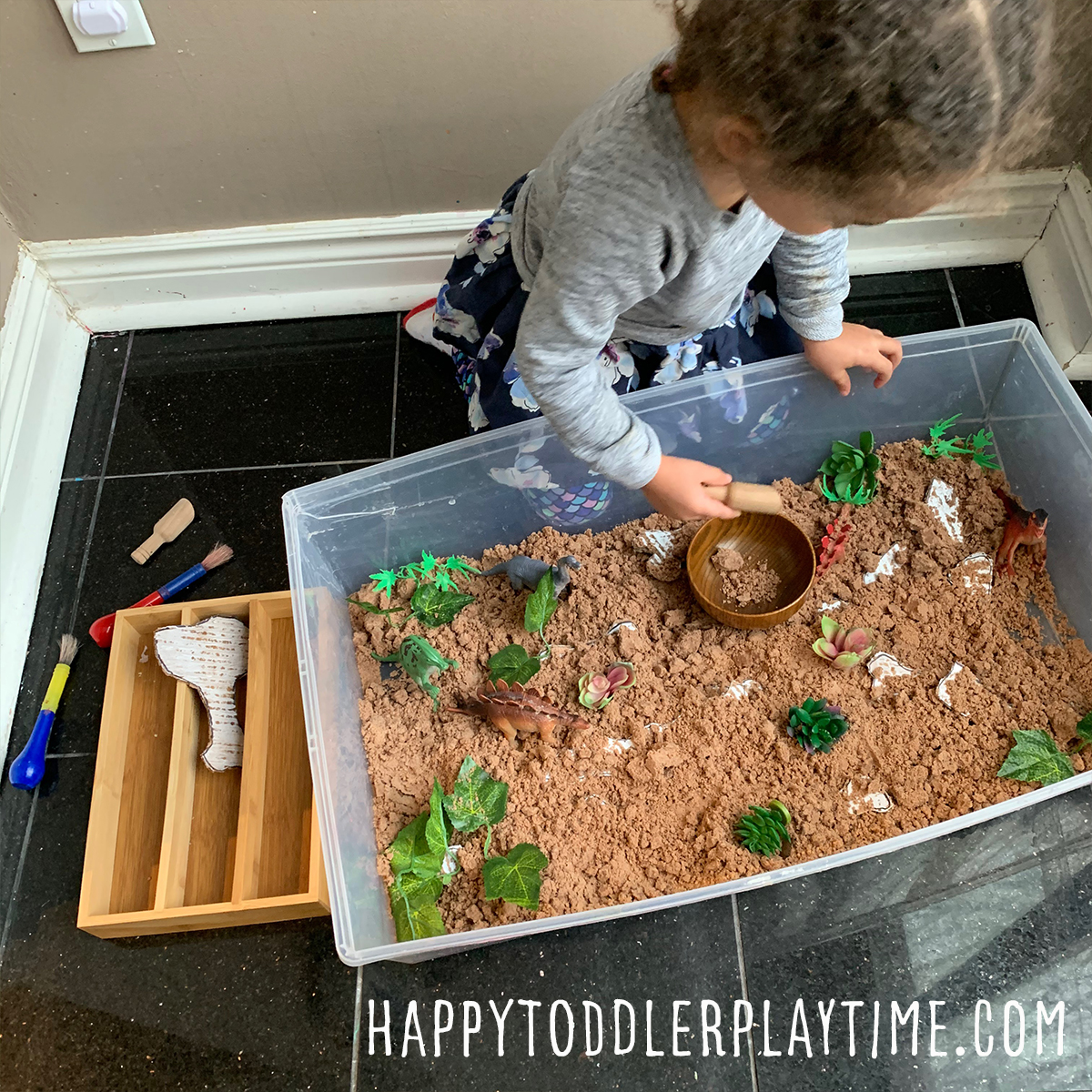Dinosaur Dig Sensory Bin for Kids - Happy Toddler Playtime