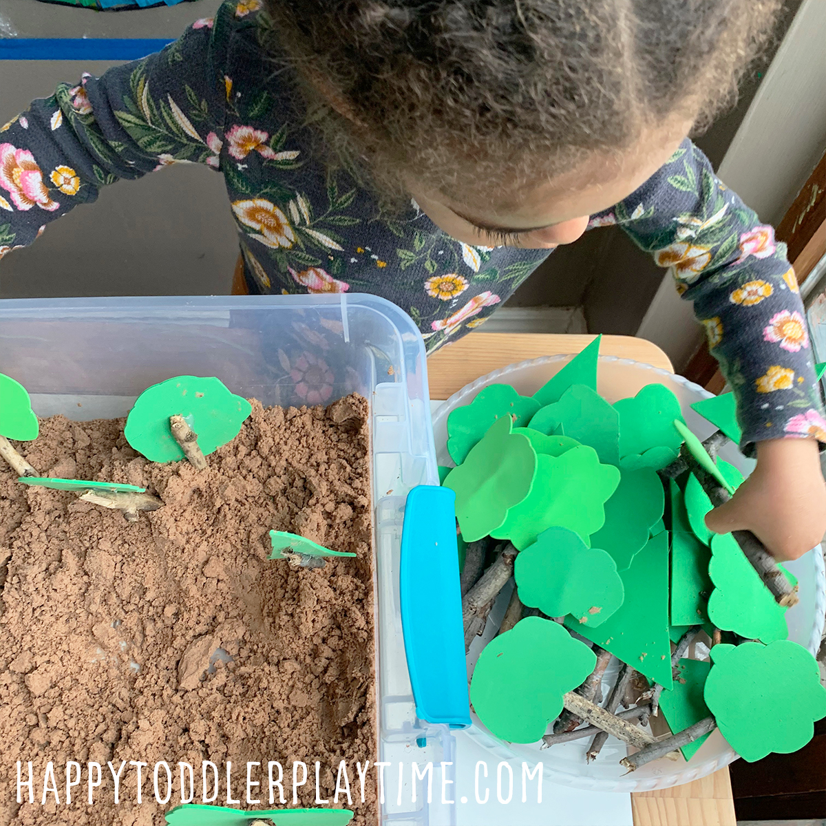 Plant the Trees Sensory Bin for Earth Day - Happy Toddler Playtime