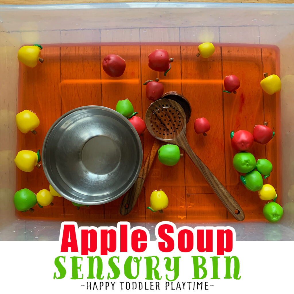 apple soup sensory bin