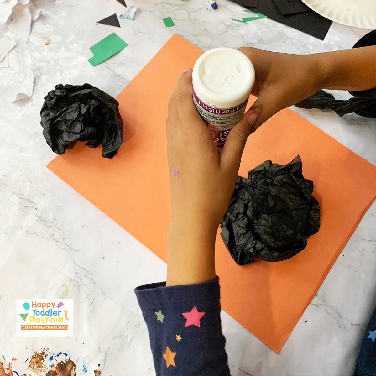 Scrunched Paper Black Cat Halloween Craft HAPPY TODDLER PLAYTIME