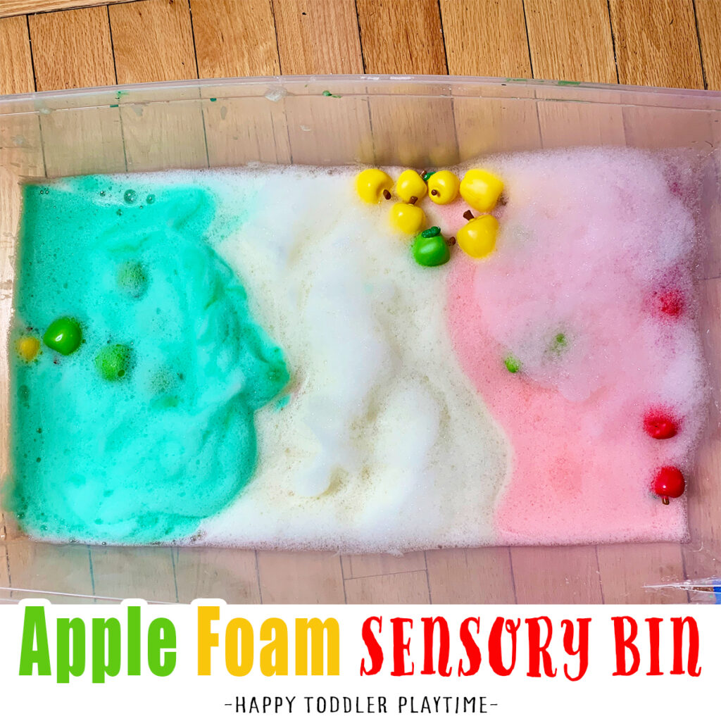 apple foam sensory bin