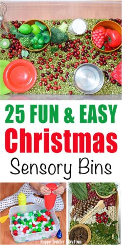Christmas Chickpea Sensory Bin - Happy Toddler Playtime