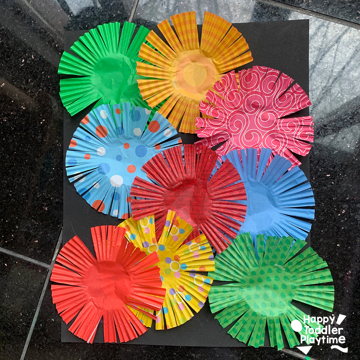 Cupcake Liner Fireworks for New Year's Eve and Fourth of July Happy