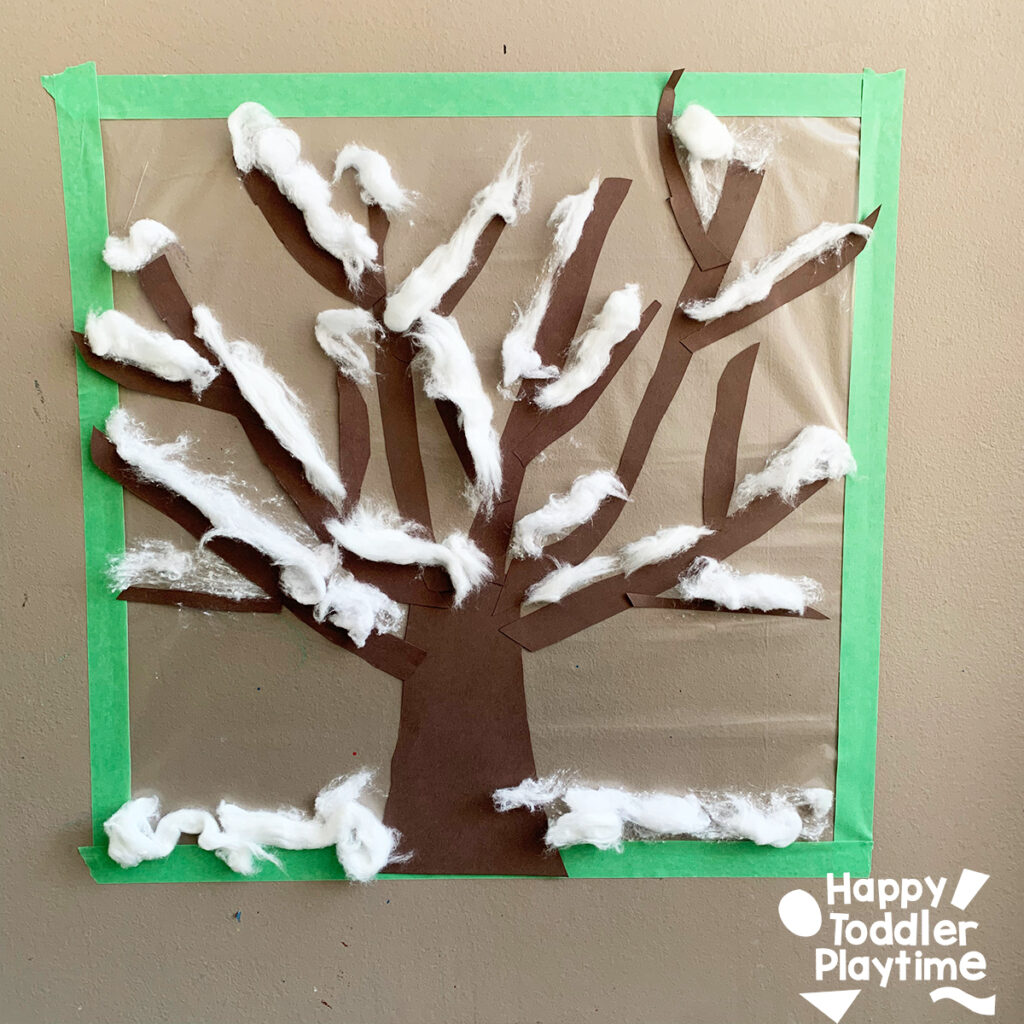 Winter Tree Sticky Wall Craft for Kids