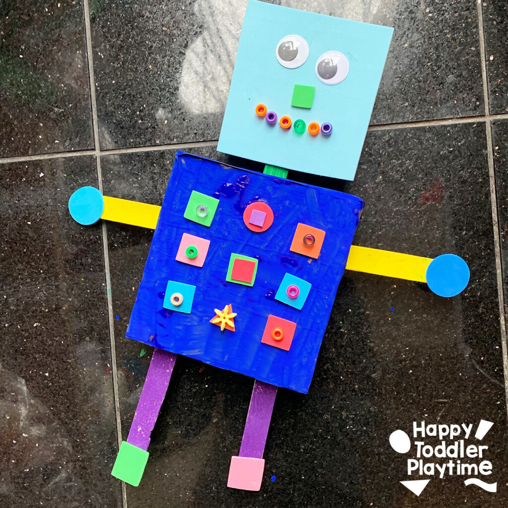 Easy Cardboard Box Robot Craft for Kids