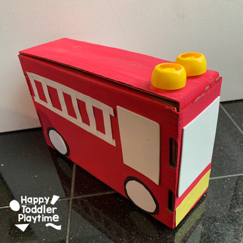 Cardboard Box Fire Truck Craft for Kids Happy Toddler Playtime