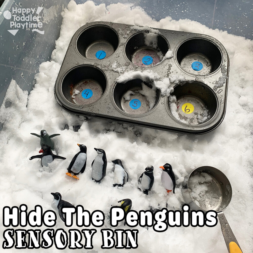 Hide the Penguins Sensory Bin