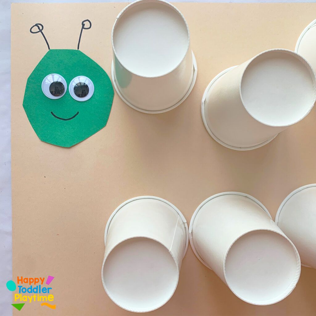 Caterpillar Cup Number Match for Preschoolers