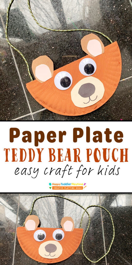 Paper Plate Teddy Bear Pouch Craft for Kids