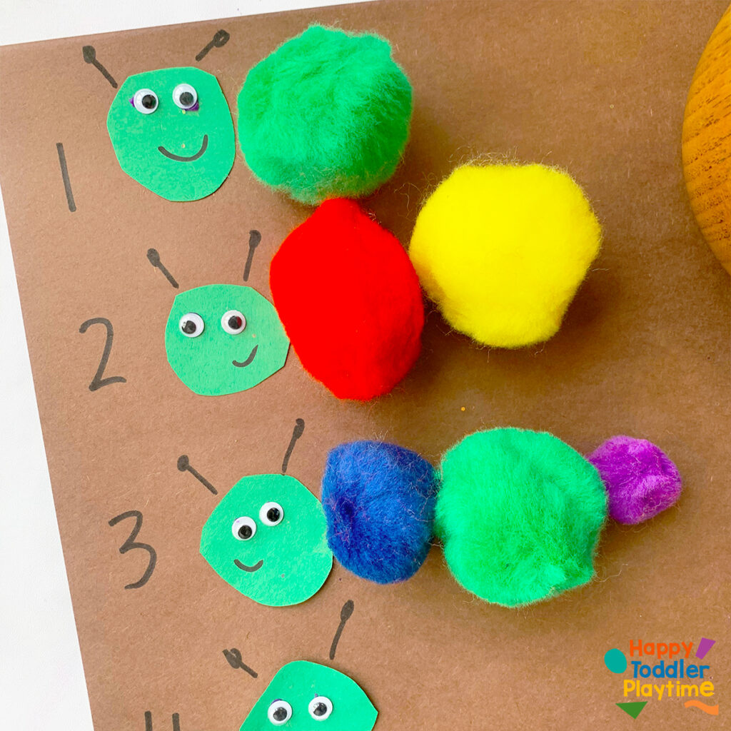 Caterpillar Pom Pom Counting: Easy Toddler Math
