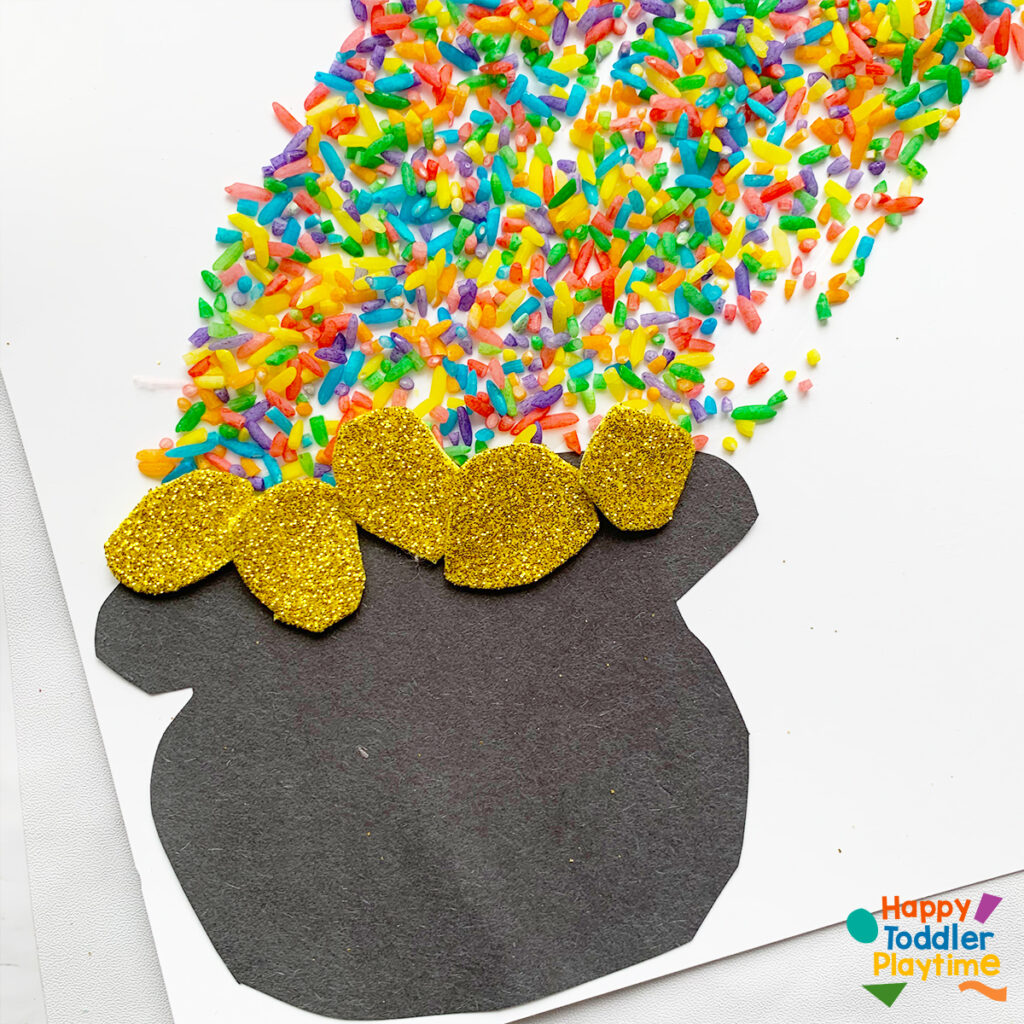 Fun Sensory Rice Pot of Gold Rainbow Craft for Kids