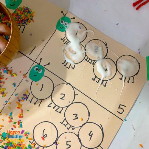 Counting Rice Game Sensory Rice Caterpillar Counting: Toddler Math - Happy Toddler Playtime