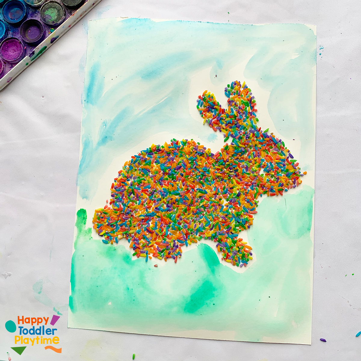 Easter Rice Activitry Sensory Rice Easter Bunny Craft - Happy Toddler Playtime
