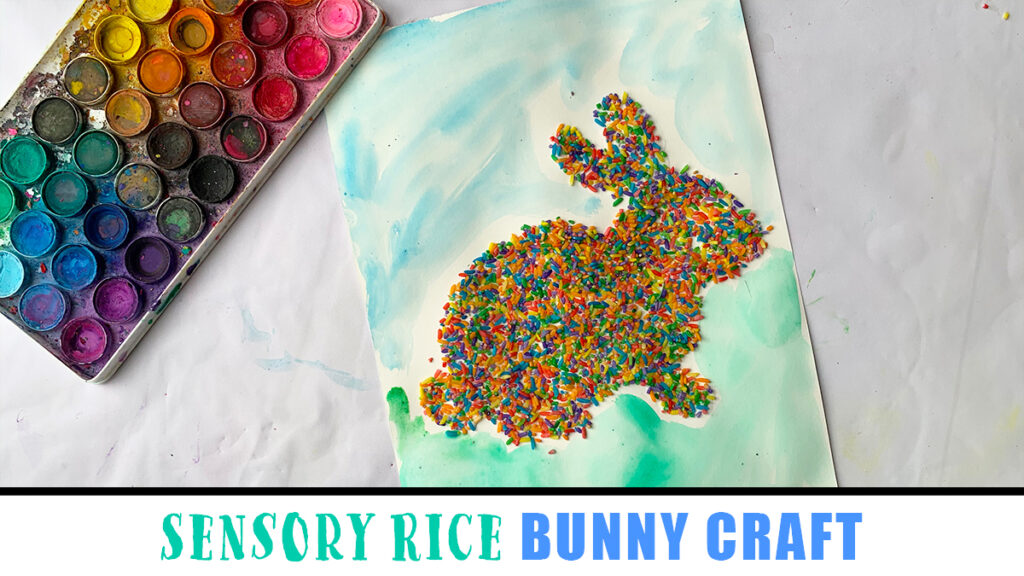 Easter Rice Activitry Sensory Rice Easter Bunny Craft - Happy Toddler Playtime