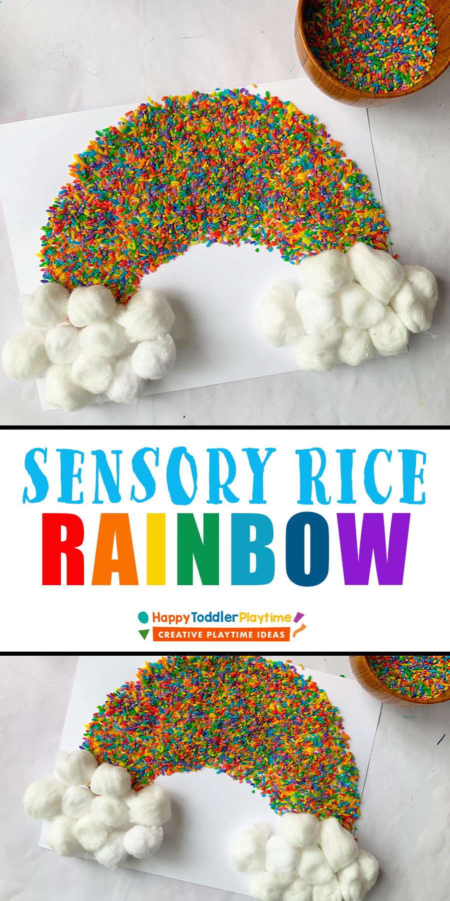 Sensory Rice Rainbow Craft for Toddlers - Happy Toddler Playtime