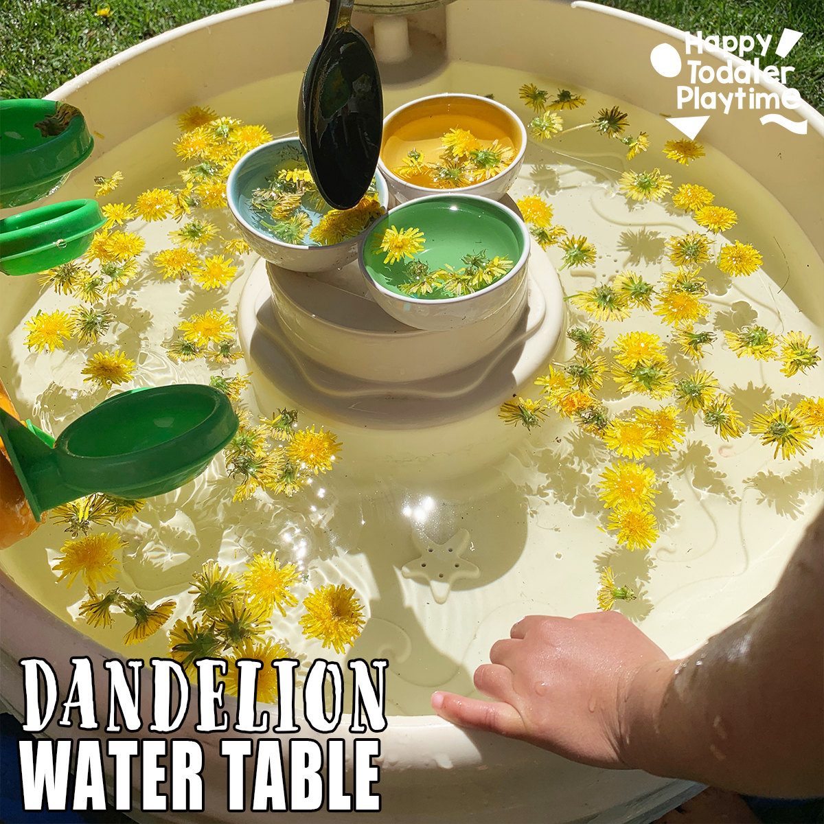 Easy Dandelion Water Table Activity - Happy Toddler Playtime