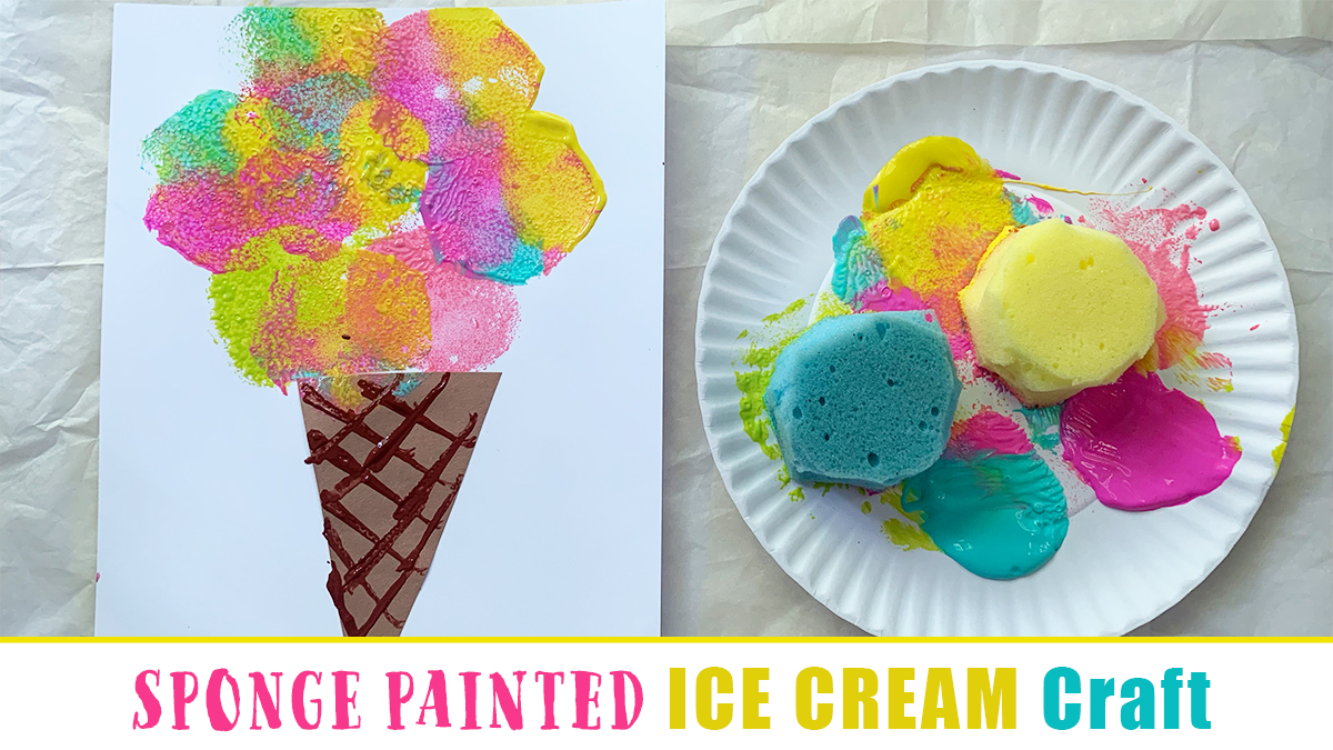 Easy Sponge Painted Ice Cream Craft - Happy Toddler Playtime
