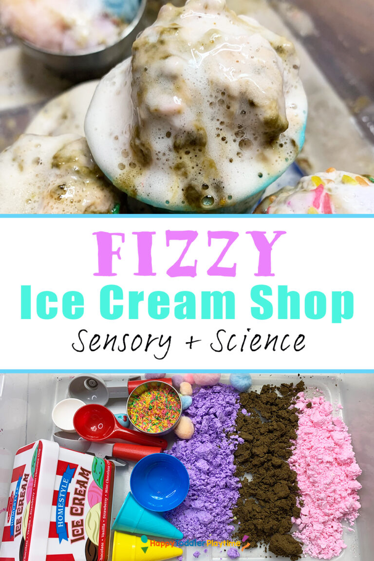 Awesome Fizzy Ice Cream Shop Sensory Bin - Happy Toddler Playtime