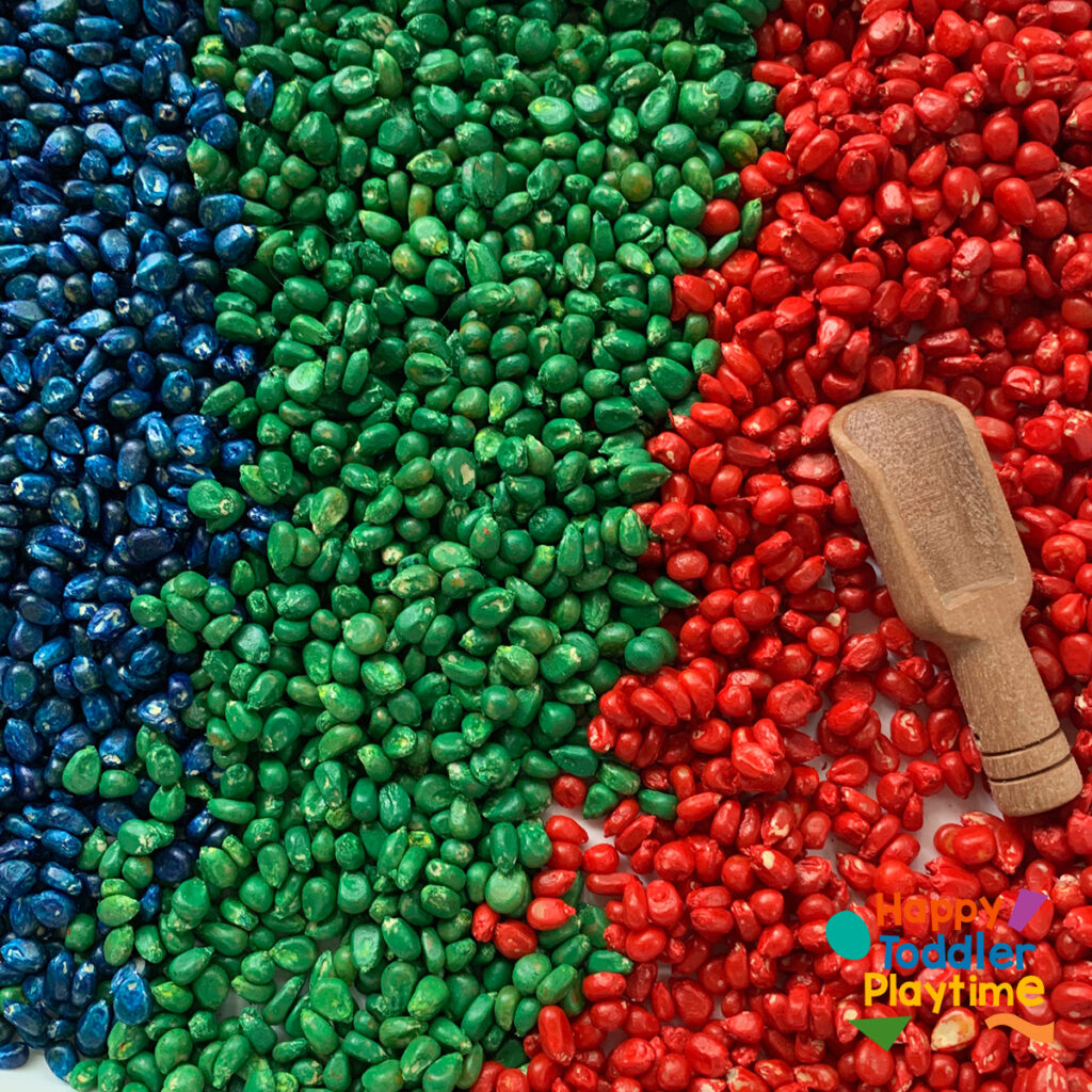 How to Dye Corn Kernels for Sensory Play