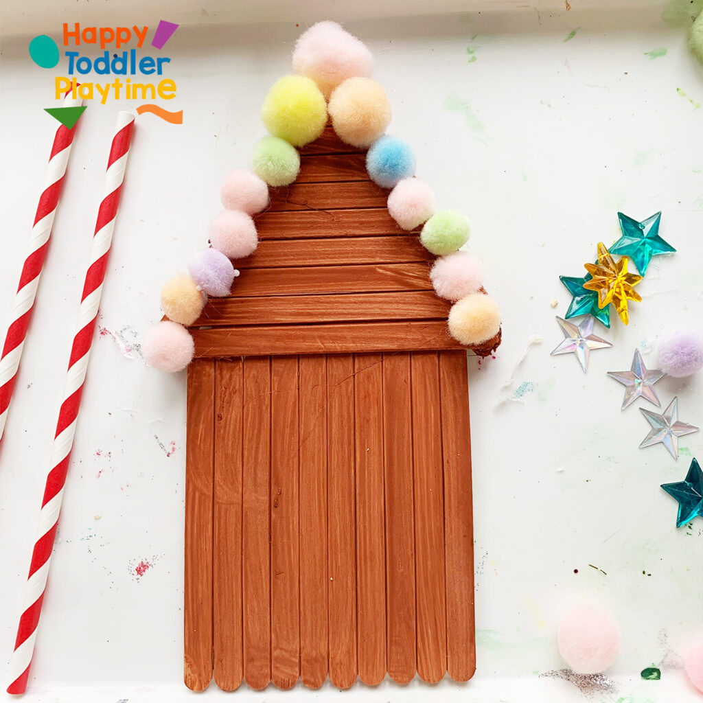 Popsicle Stick Gingerbread House Craft for Kids