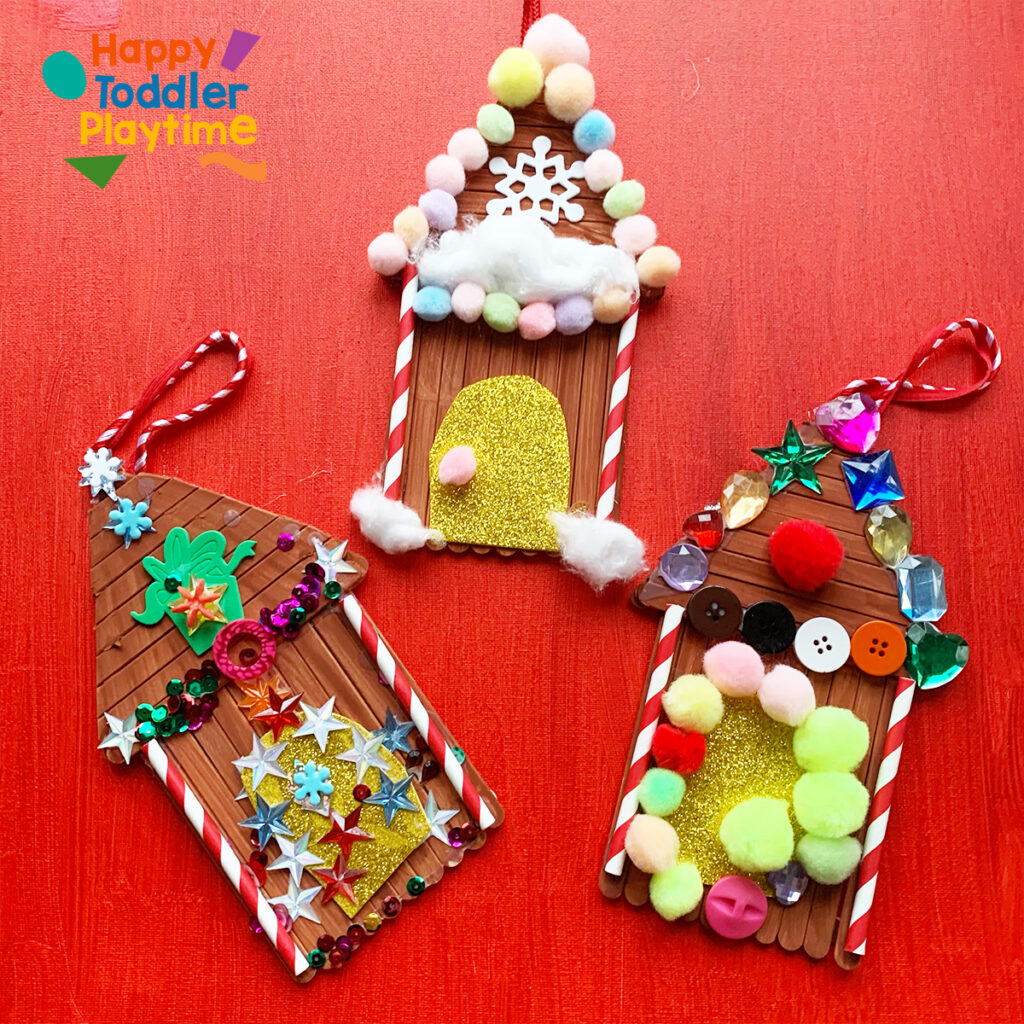 Popsicle Stick Gingerbread House Craft for Kids