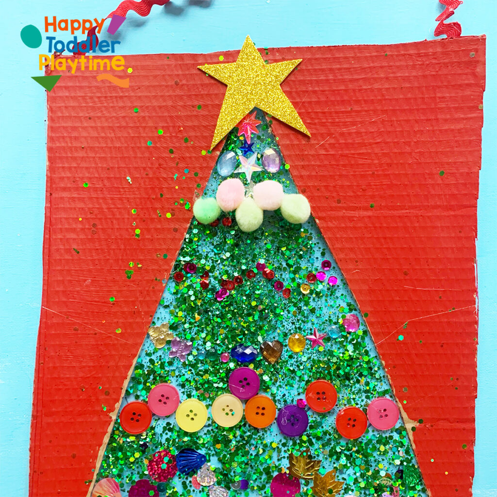 Sticky Christmas Tree Activity & Craft - Happy Toddler Playtime