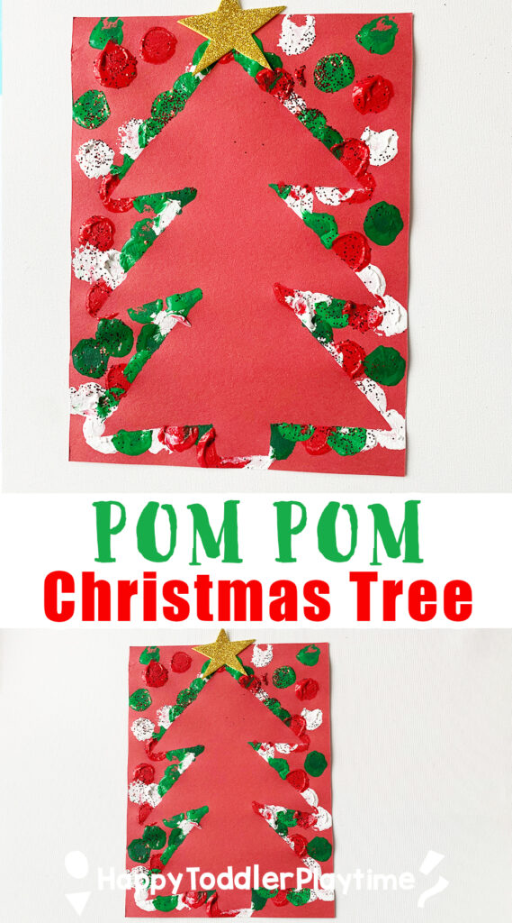 Pom Pom Painted Christmas Tree Craft