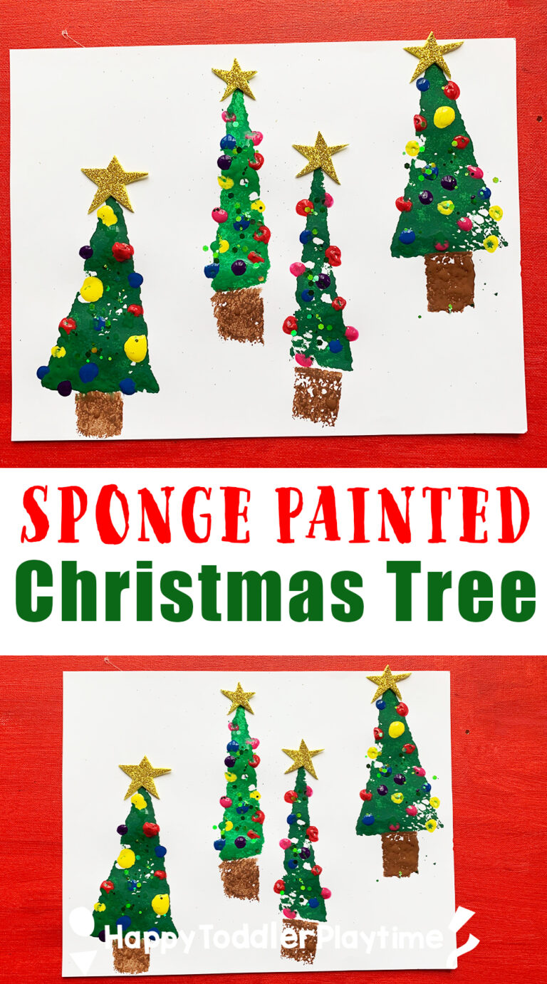 Sponge Painted Christmas Tree Craft - Happy Toddler Playtime