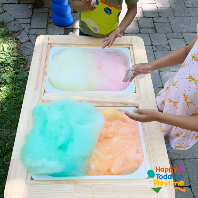 Bubble Foam Sensory Bin for Toddlers - Happy Toddler Playtime