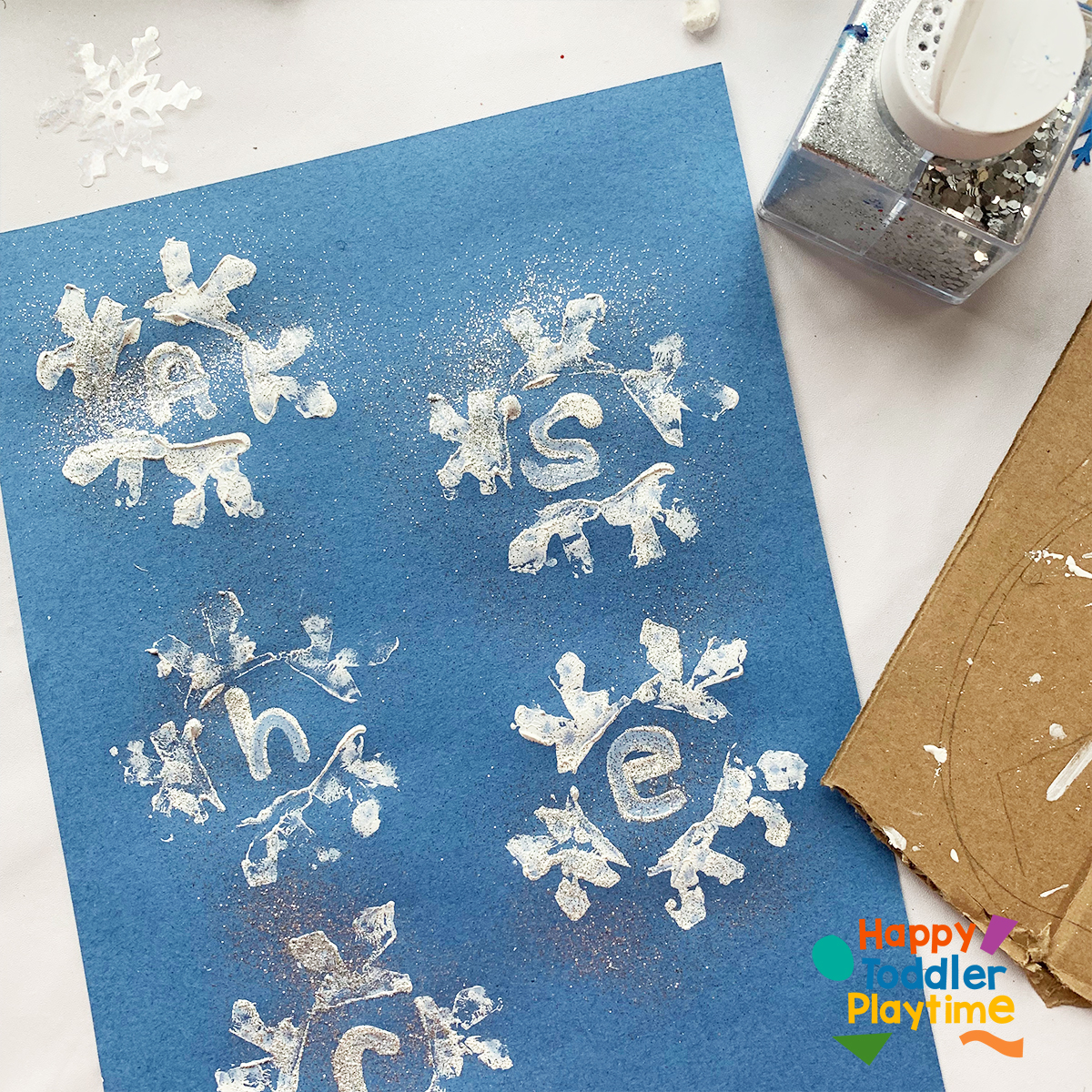 Toilet Paper Snowflakes Name Craft for Kids Happy Toddler Playtime