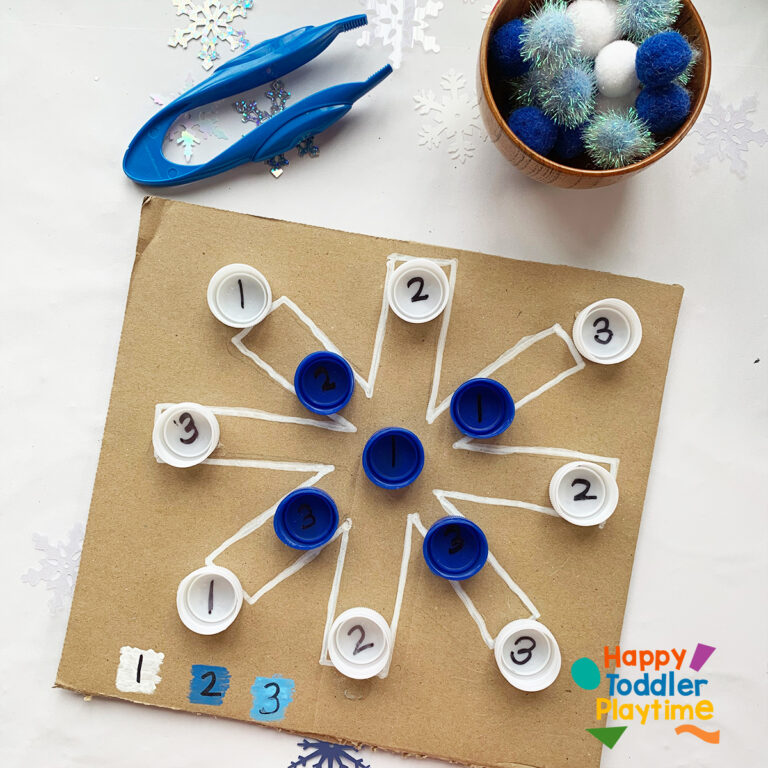 Colour Coded Snowflake Activity for Kids - Happy Toddler Playtime