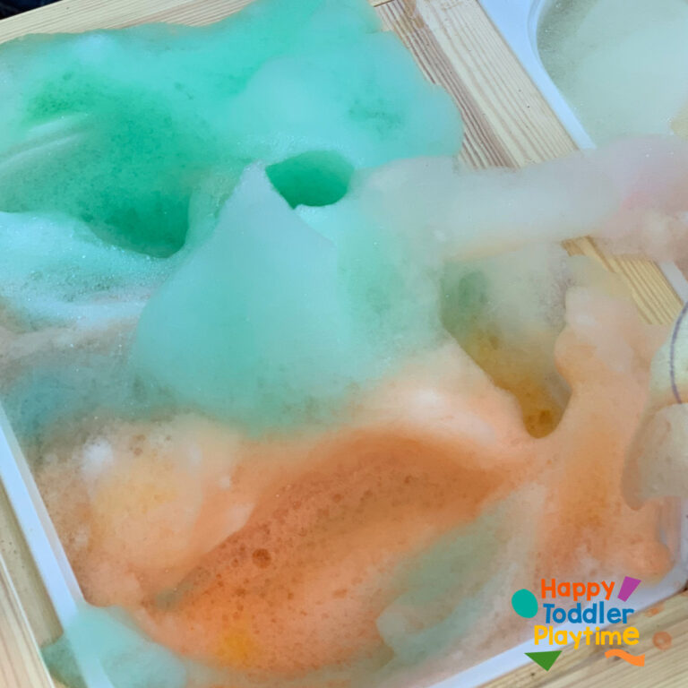 Bubble Foam Sensory Bin for Toddlers - Happy Toddler Playtime