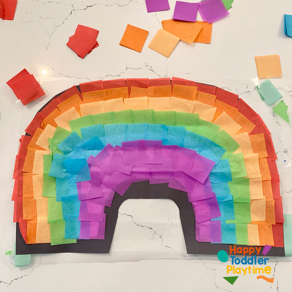 Tissue Paper Rainbow Suncatcher Craft - Happy Toddler Playtime