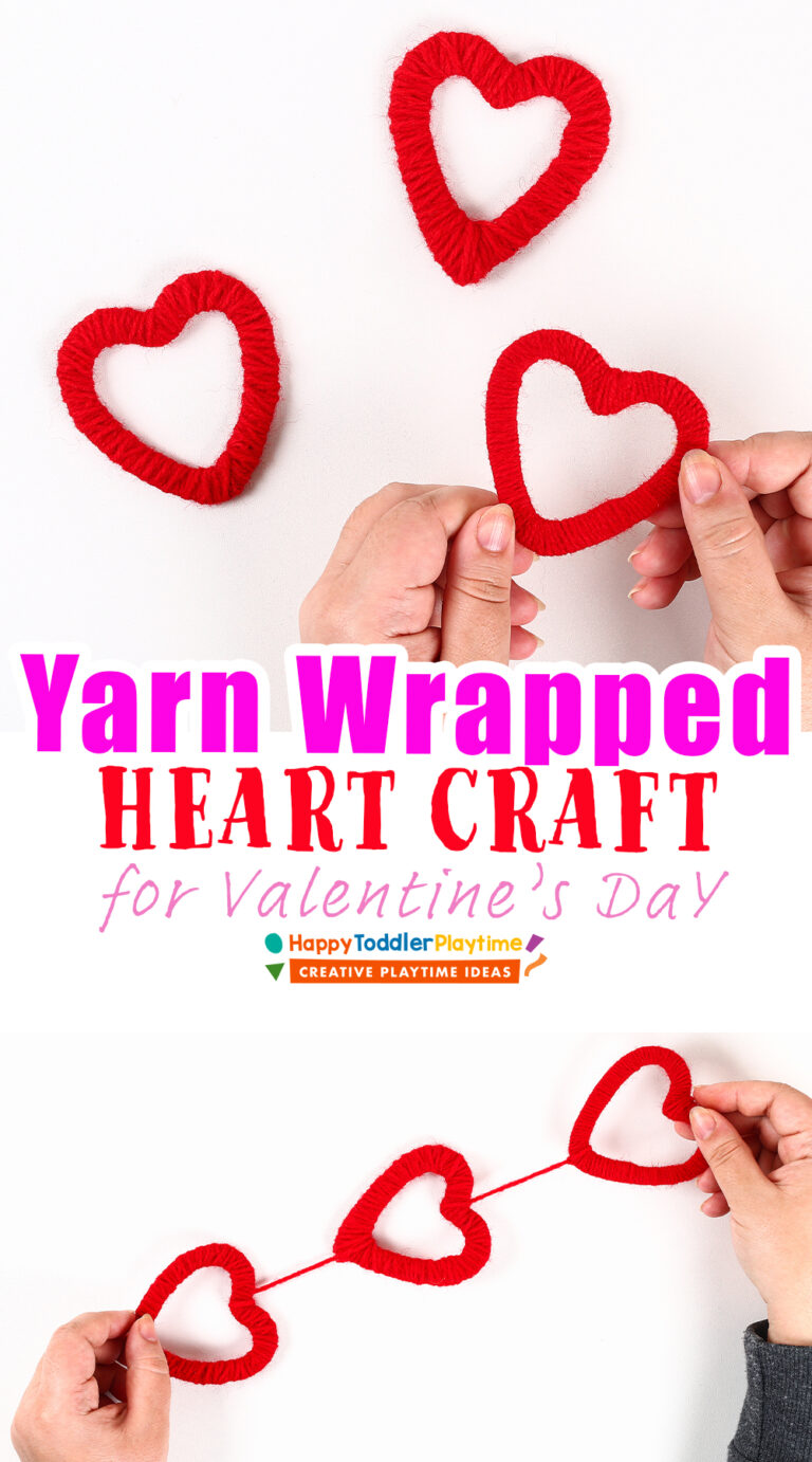 Yarn Wrapped Hearts Craft – Valentines Day Crafts - Happy Toddler Playtime
