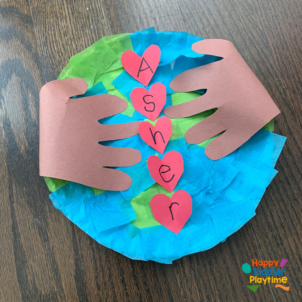 Earth Day Name Craft for Preschoolers - Happy Toddler Playtime