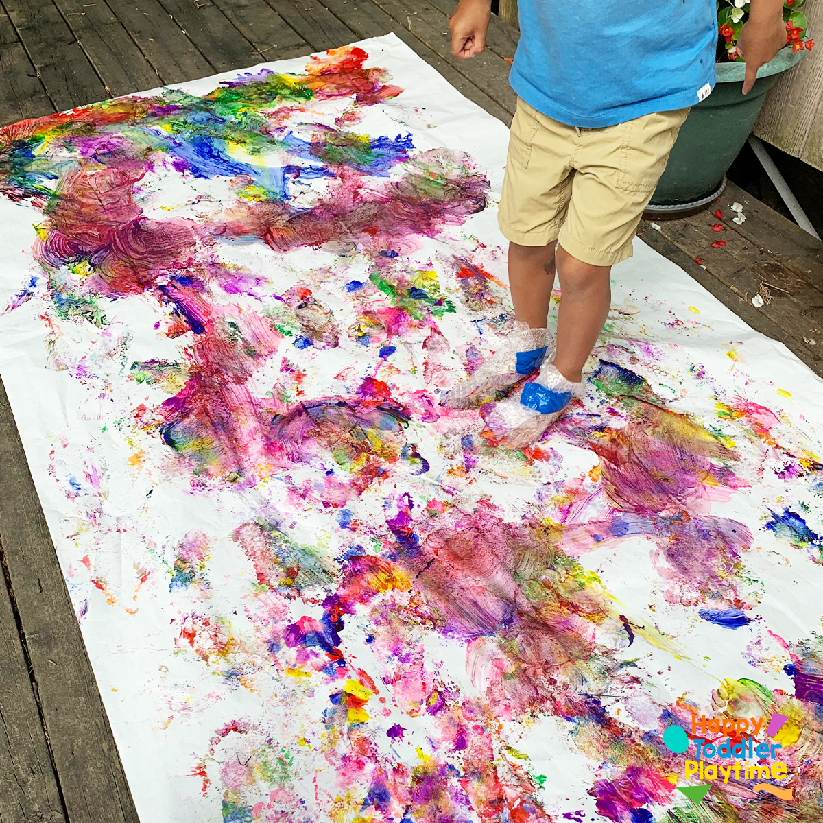 Bubble Wrap Rainbow Stomp Painting Happy Toddler Playtime