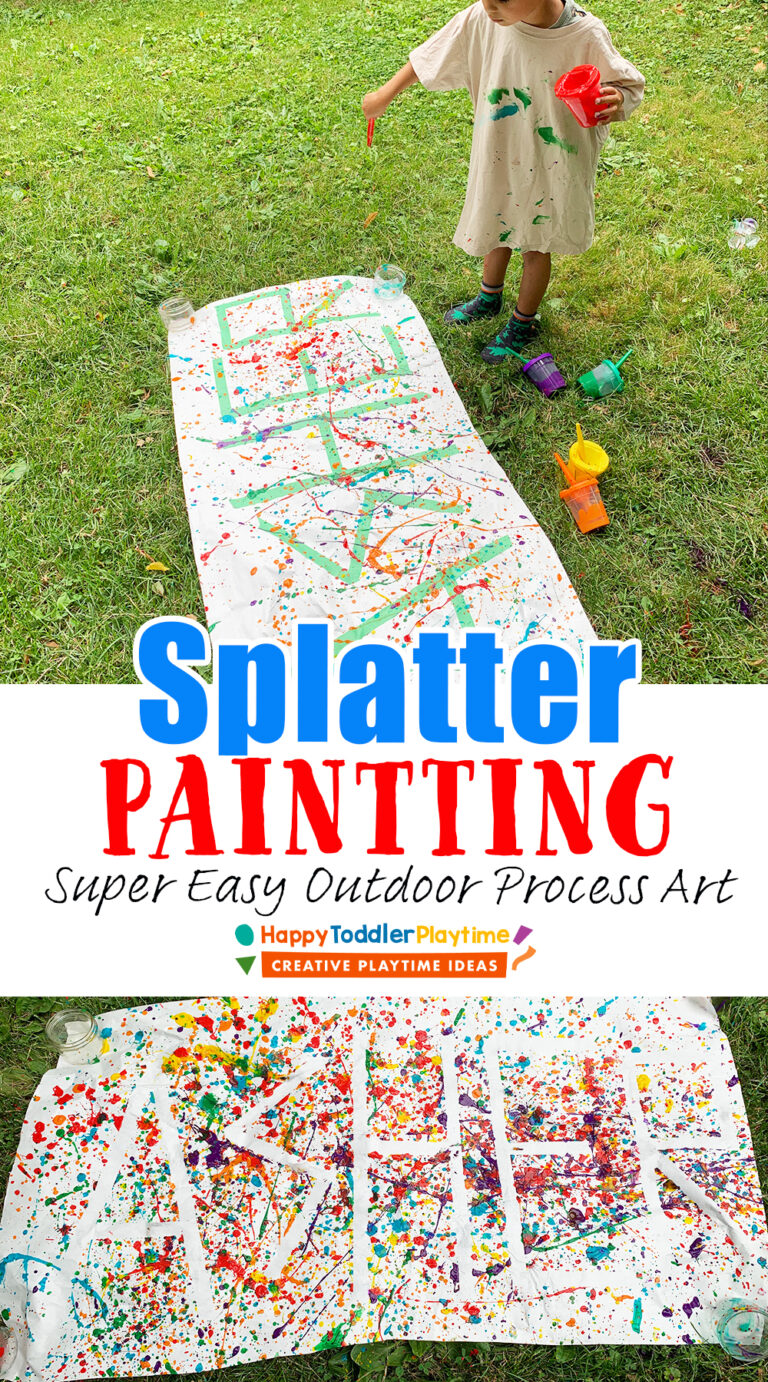 Splatter Painting Easy Outdoor Art Activity Happy Toddler Playtime