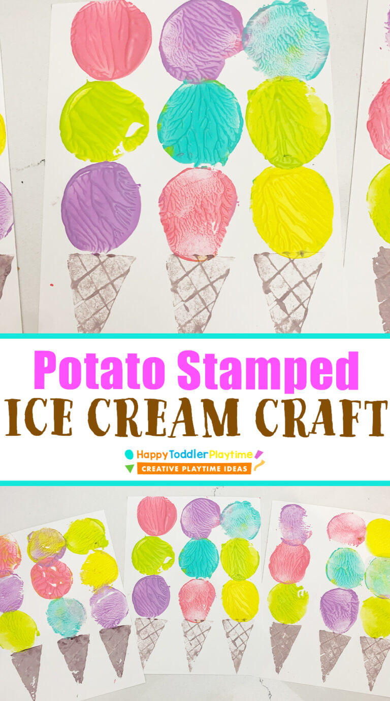 Potato Stamp Ice Cream Cone Craft - Happy Toddler Playtime