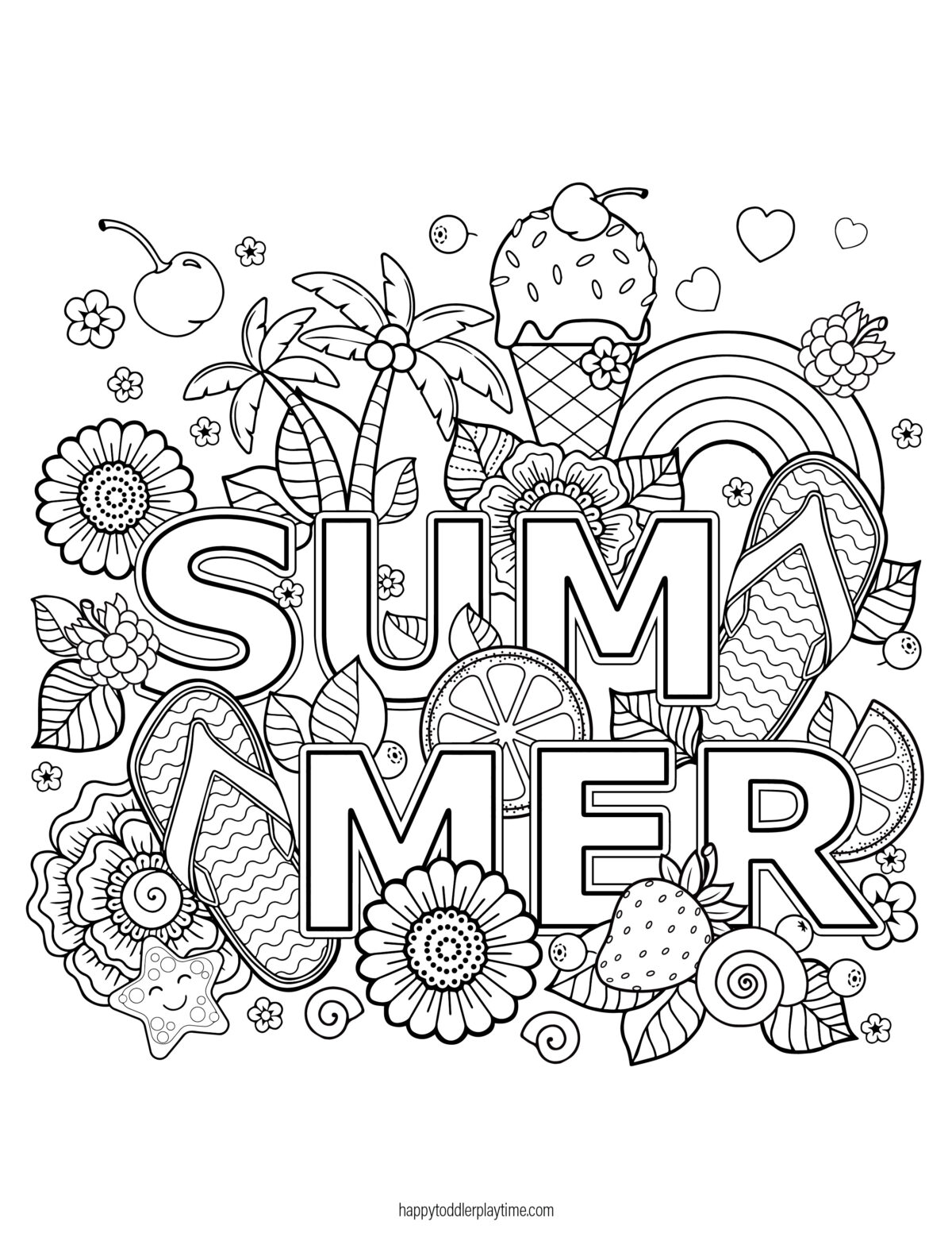 Free Printable Summer Colouring - Summer 1 1200x1553 
