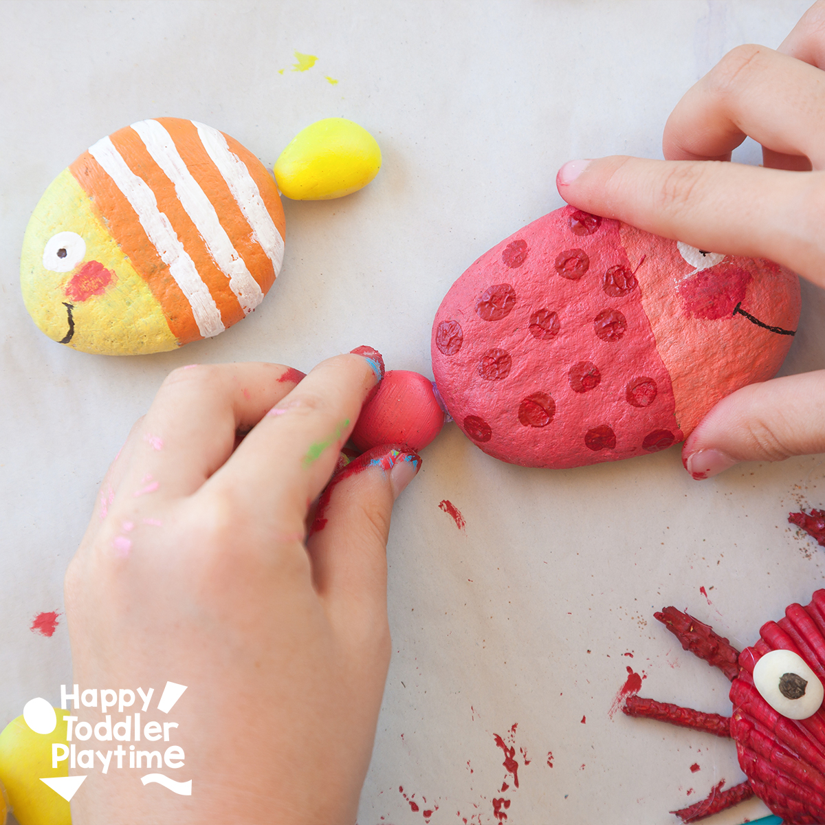 Painted Rock Fish Craft for Kids - Happy Toddler Playtime