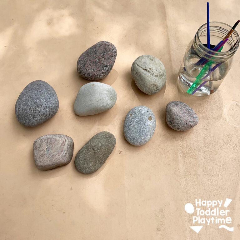 Water Painted Rocks Mess Free Rock Painting with Water Toddler Activity - Happy Toddler ...