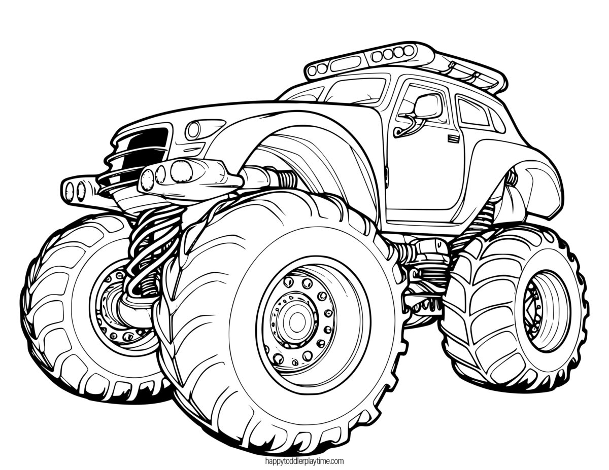 Free Monster Truck Coloring Pages For Kids Happy Toddler Playtime