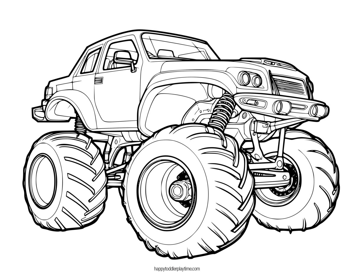 Free Monster Truck Coloring Pages for Kids - Happy Toddler Playtime