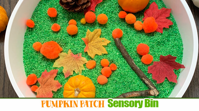 Pom Pom Pumpkin Patch Sensory Bin - Happy Toddler Playtime
