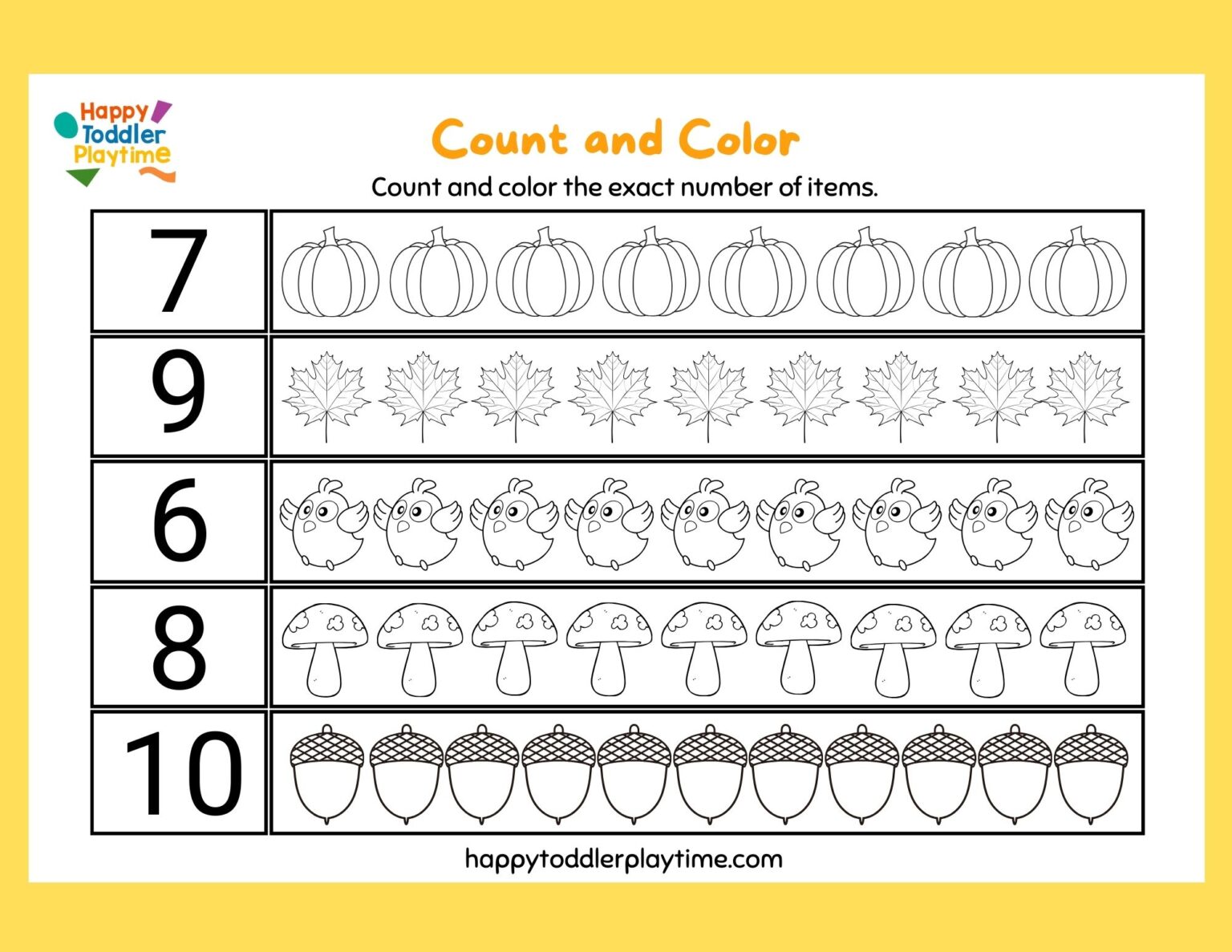 Free Printable Kindergarten Counting Worksheets - Happy Toddler Playtime