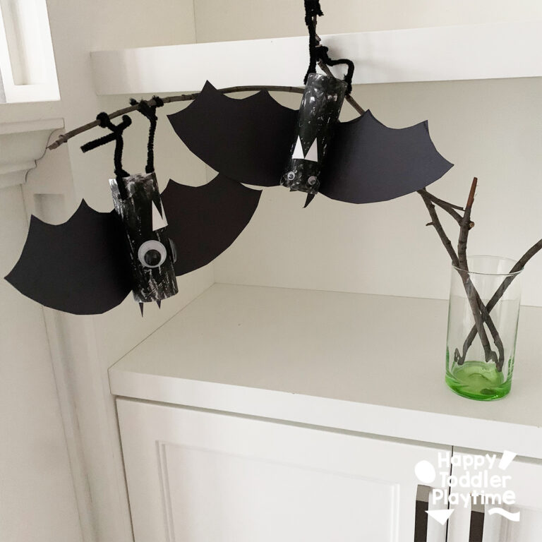 Hanging Toilet Paper Roll Bat Craft for Kids - Happy Toddler Playtime