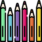 An icon showing colored pencils.