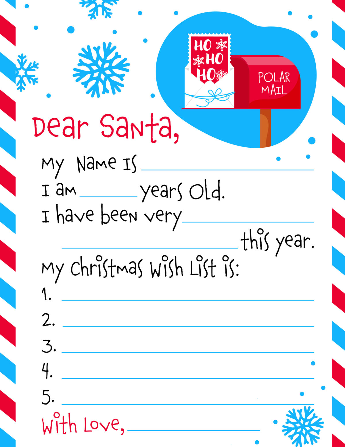 Free Printable Christmas Letters to Santa Happy Toddler Playtime
